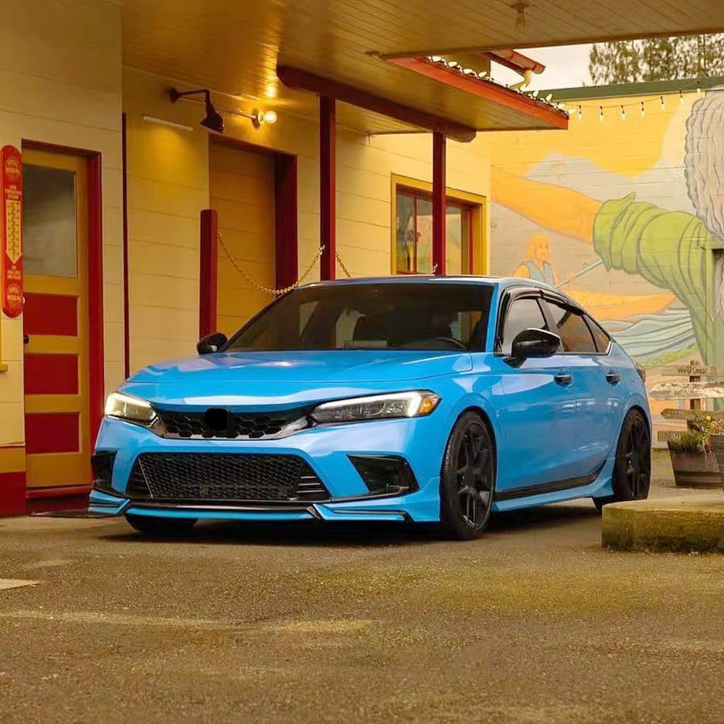 Front Lip Compatibility with 2022-2024 Civic Yofer Style Front Bumper Chin Lip Splitter Spoiler Kit - main product view