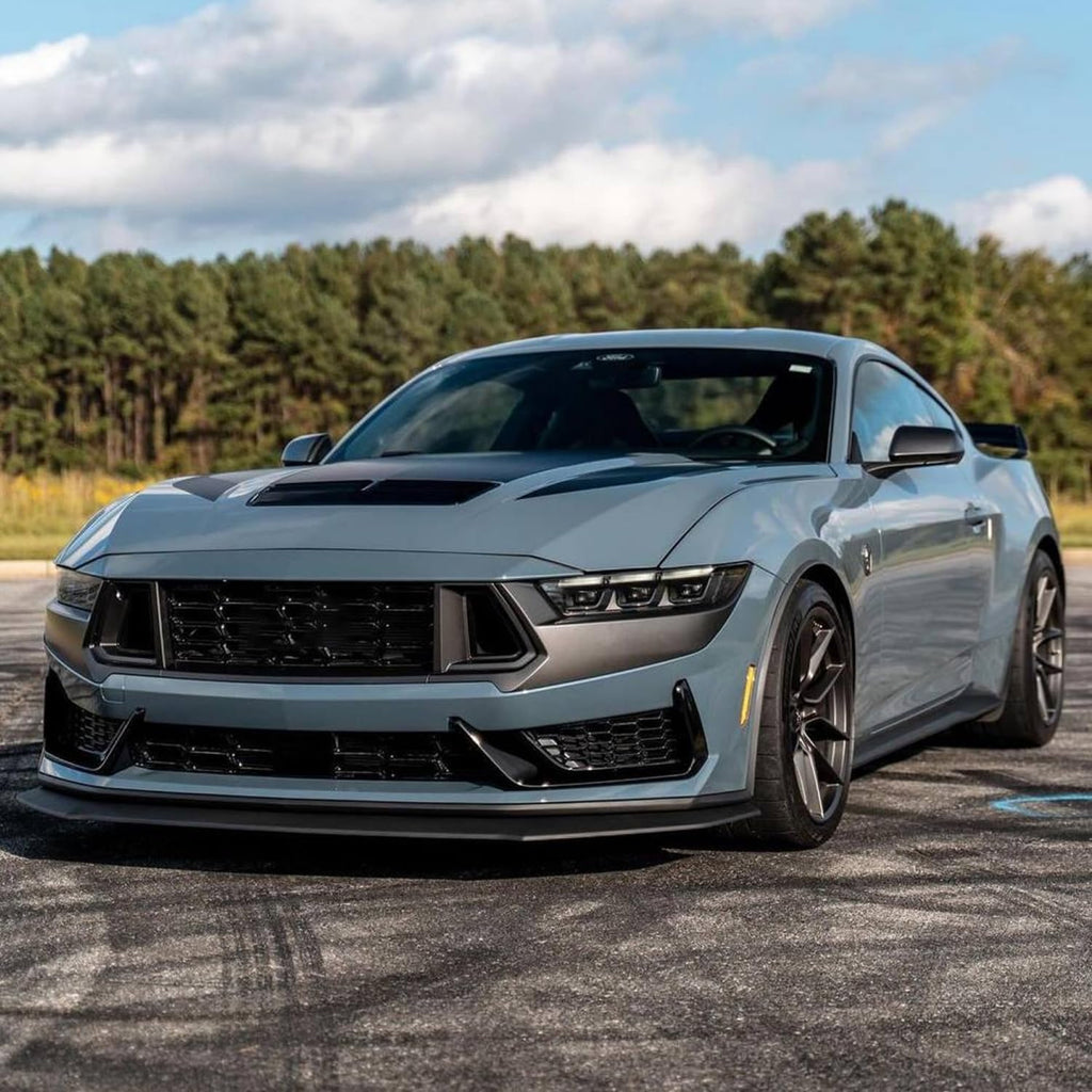 Front Lip Compatibility with 2024 2025 Mustang Front Bumper Lower Diffuser Chin Lip Protection Trim - front detail view