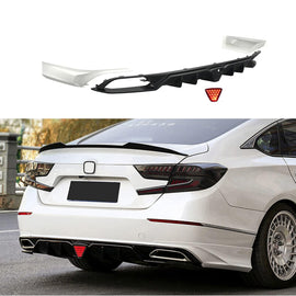 Rear Lip Compatibility with 2018-2022 Accord 10th Rear Bumper Chin Lip with W LED Brake Light + - main product view