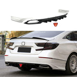 Rear Lip Compatibility with 2018-2022 Accord 10th Rear Bumper Chin Lip with W/LED Brake Light + White Corner Apron Spats Gloss Black Rear Diffuser