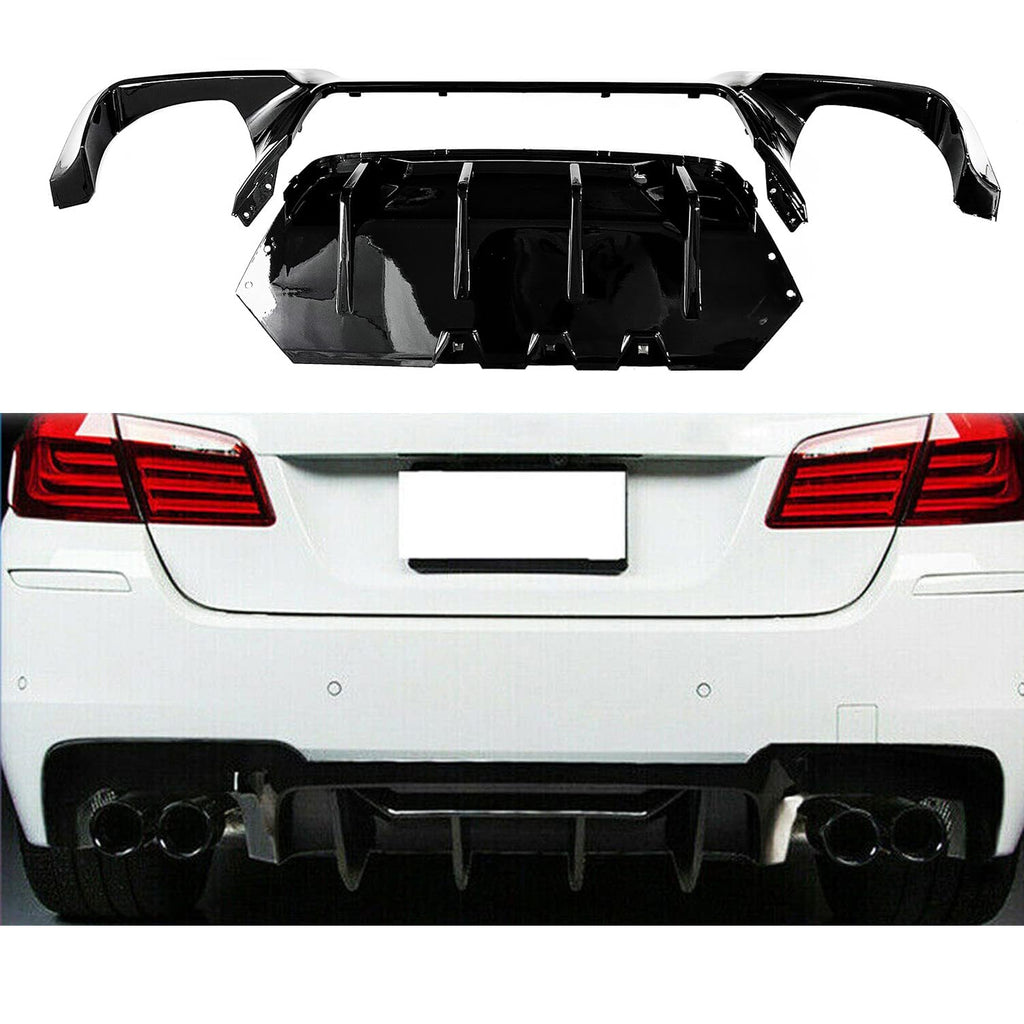 Rear Diffuser Compatibility with 2011-2016 5 Series F10 M5 M Sport Rear Bumper Chin Lip Quad - main product view