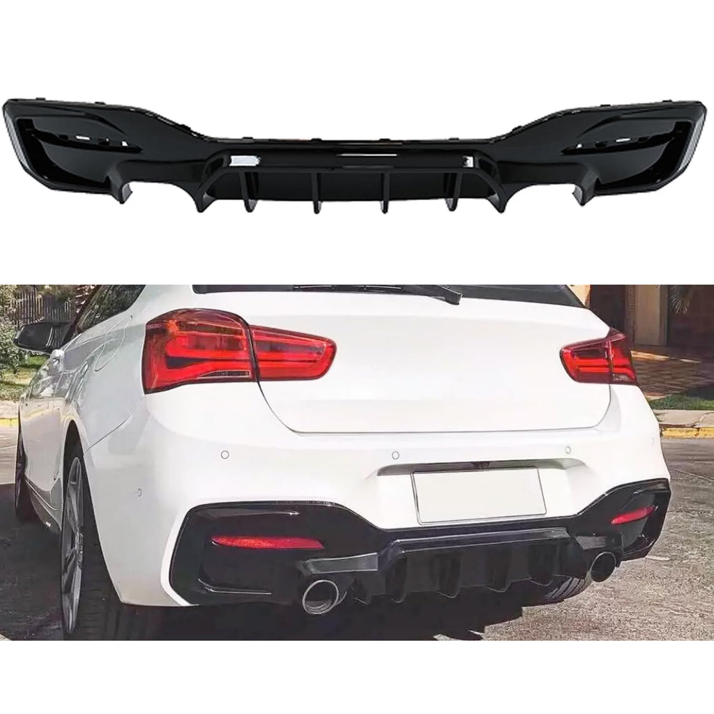 Rear Diffuser Compatibility with 2015-2019 1 Series F20 F21 M Sport Rear Bumper Chin Diffuser Lip - main product view