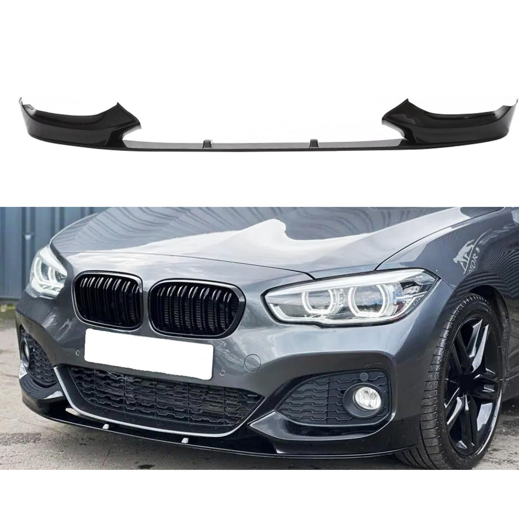 2015-2019 1 Series F20 F21 M Sport MP Styel Front Bumper Chin Lip Splitter Spoiler Kit (Gloss Black) - main product view