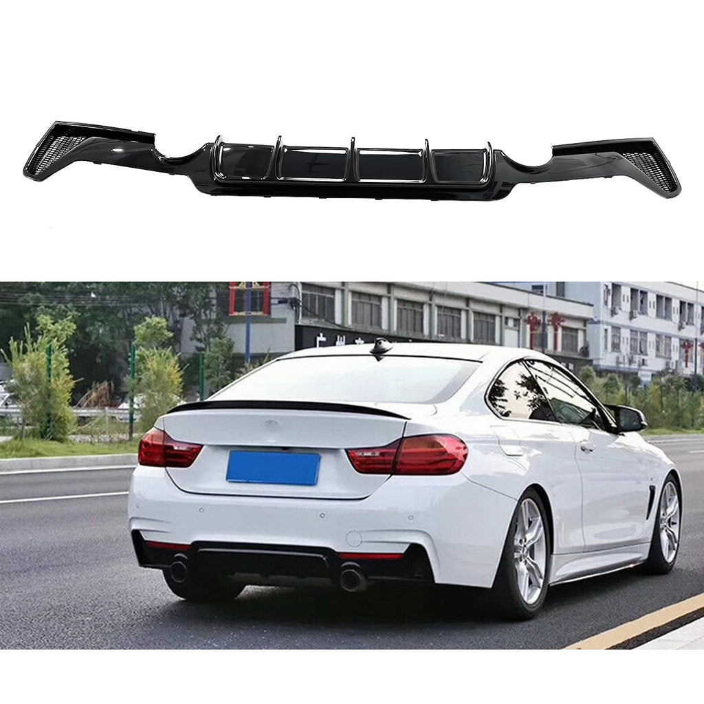 Compatibility with 2014-2020 BMW 4 Series F32 F33 F36 M Sport Rear Diffuser Bumper Chin Lip Gloss Black - main product view