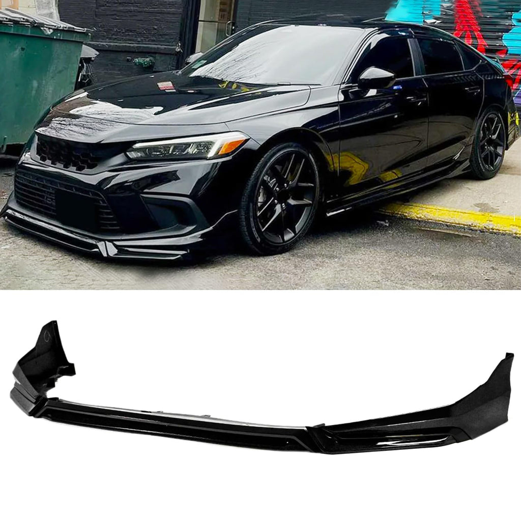 Front Lip Compatibility with 2022-2024 Civic Yofer Style Front Bumper Chin Lip Splitter Spoiler Kit Black - main product view