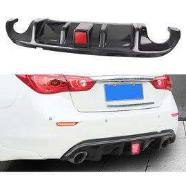 Compatibility with 2014-2017 Q50 Rear Bumper Lip Spoiler Lower Diffuser with Brake Light Carbon Fiber - main product view