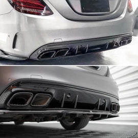 Rear Diffuser Compatibility with 2015-2021 C Class W205 AMG Sedan C300 C43 C63 4Door C63 Style Rear - front detail view