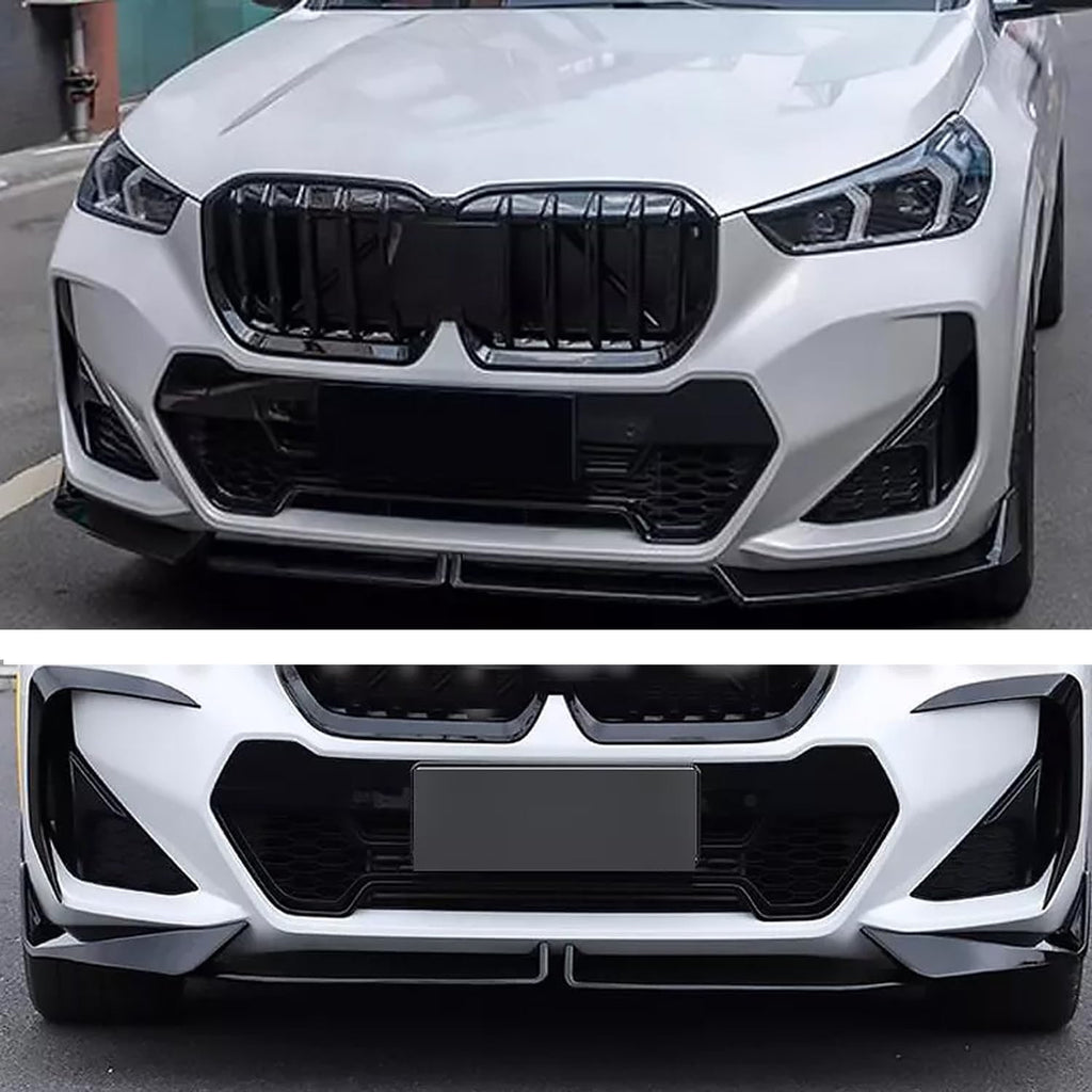 2022-2024 X1 U11 M Sport MP Style Front Bumper Chin Diffuser Lip Air Dam Splitter Spoiler (Gloss Black) - front detail view