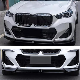 2022-2024 X1 U11 M Sport MP Style Front Bumper Chin Diffuser Lip Air Dam Splitter Spoiler (Gloss Black) - front detail view