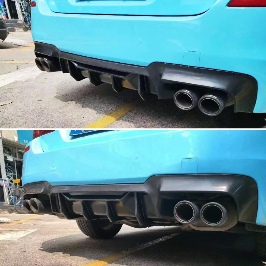 Rear Diffuser Compatibility with 2011-2016 5 Series F10 M5 M Sport Rear Bumper Chin Lip Quad - front detail view