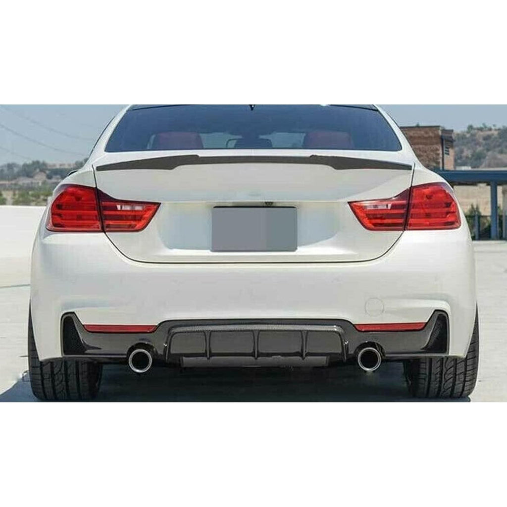 Compatibility with 2014-2020 BMW 4 Series F32 F33 F36 M Sport Rear Diffuser Bumper Chin Lip Gloss Black - front detail view