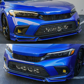 Front Lip Compatibility with 2022-2024 Civic Yofer Style Front Bumper Chin Lip Splitter Spoiler Kit - front detail view