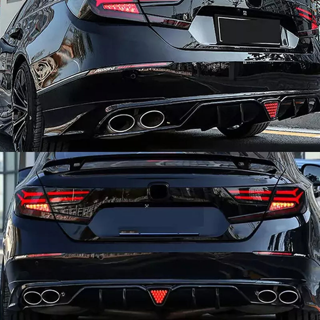 Rear Lip Compatibility with 2018-2022 Accord 10th Rear Bumper Chin Lip with W LED Brake Light + - front detail view