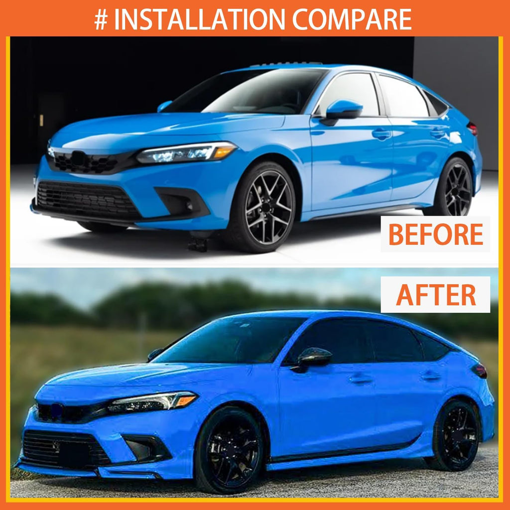 Front Lip Compatibility with 2022-2024 Civic Yofer Style Front Bumper Chin Lip Splitter Spoiler Kit - installed fitment view