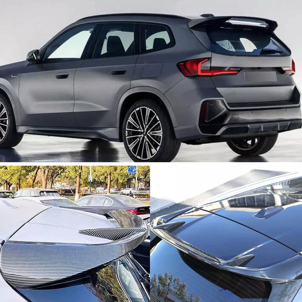 Rear Roof Spoiler Compatibility with 2023 2024 X1 U11 M Sport Rear Trunk Spliter Wing Lip (Carbon - front detail view
