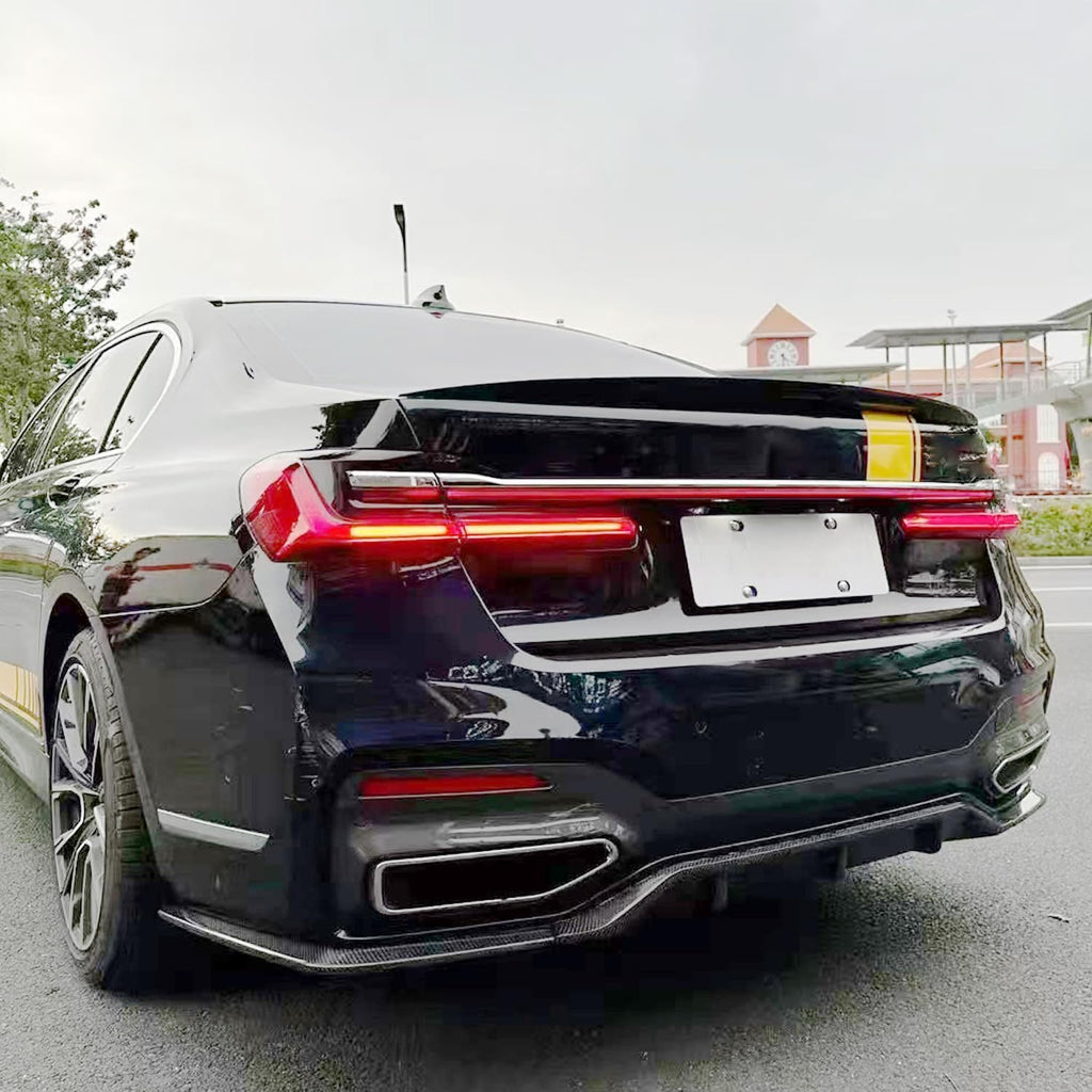 Rear Diffuser Compatibility with 2019-2022 7 Series G11 G12 M Sport Rear Bumper Chin Diffuser Kit - front detail view