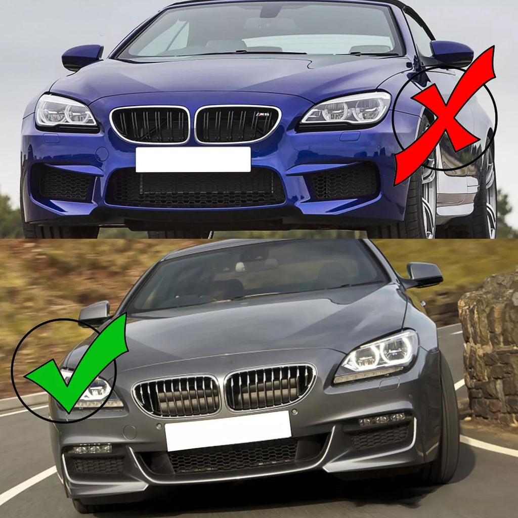 Front Bumper Lip Compatibility with 2012-2019 6 Series F06 F12 F13 M Sport Front Chin Diffuser Lip - front detail view
