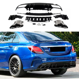 Rear Diffuser Compatibility with 2015-2021 C Class W205 AMG Sedan C300 C43 C63 4Door C63 Style Rear - main product view