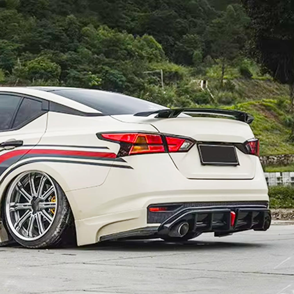 Spoiler Compatibility with 2019-2022 Altima Yofer Style Rear Trunk Wing Lid Spliter Gloss Black - front detail view