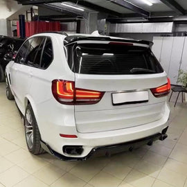 Rear Roof Spoiler Compatibility with 2014-2018 F15 F85 X5 X5M Rear Trunk Spliter Wing Lid (Gloss Black) - front detail view