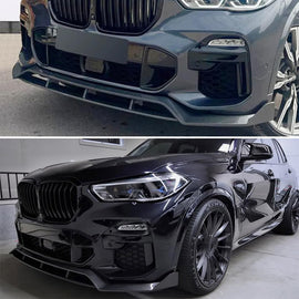 2019-2023 X5 G05 M Sport Front Bumper Lower Valance Chin Lip Splitter Spoiler Kit (Carbon Fiber) - front detail view