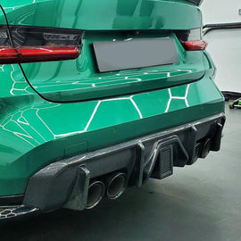 Rear Diffuser Lip Compatibility with 2021-2023 G80 M3 G82 G83 M4 Rear Bumper Diffuser W Light + - front detail view