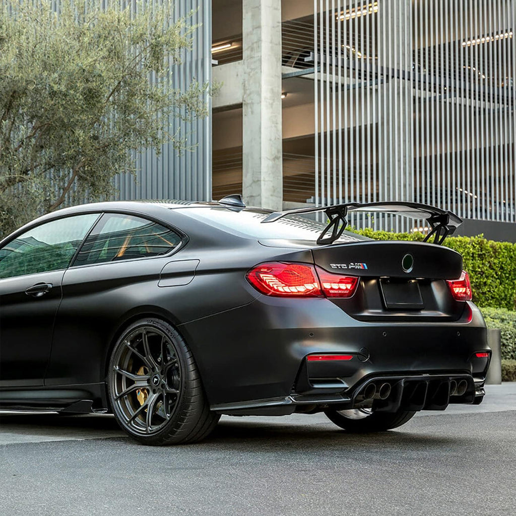Compatibility with 2014-2020 BMW F80 M3 Sedan F82 F83 M4 with M Sport Rear Bumper Diffuser Lip V - front detail view
