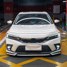 Front Lip Compatibility with 2022-2024 Civic Yofer Style Front Bumper Chin Lip Splitter Spoiler Kit - front detail view