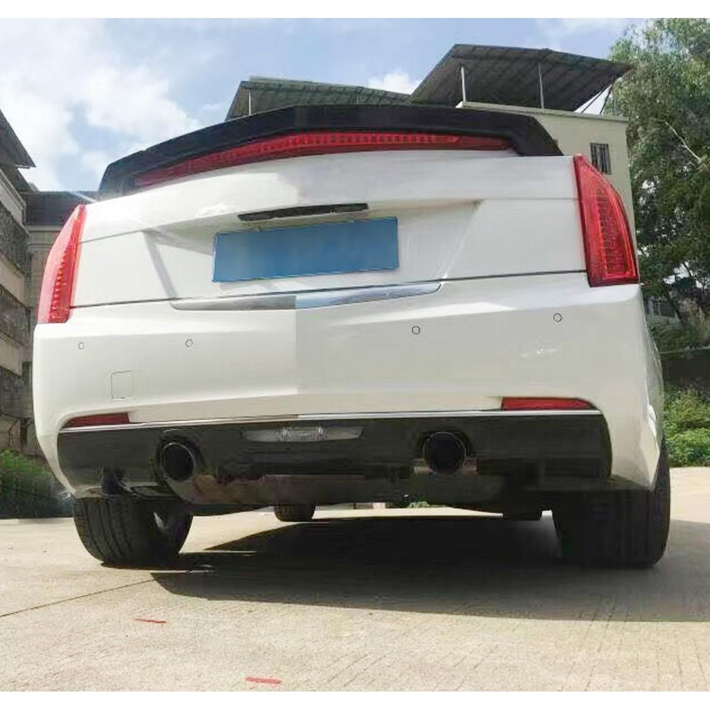 Spoiler Compatibility with 2013-2019 ATS ATS-L V Style Rear HighKick Trunk Spoiler Wing Lid Gloss Black - front detail view