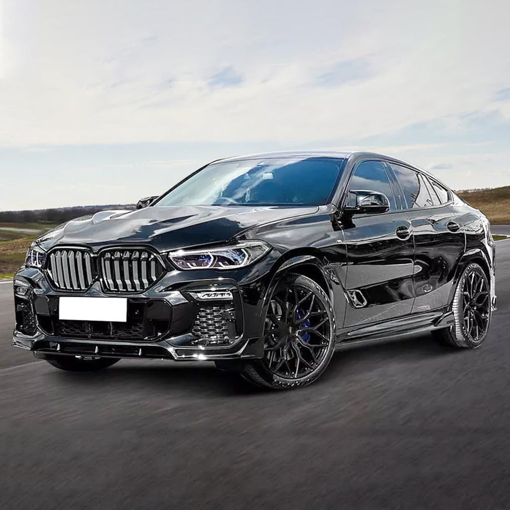 Front Lip Compatibility with 2020-2023 X6 G06 M Sport Front Bumper Lower Valance Chin Lip Splitter - front detail view
