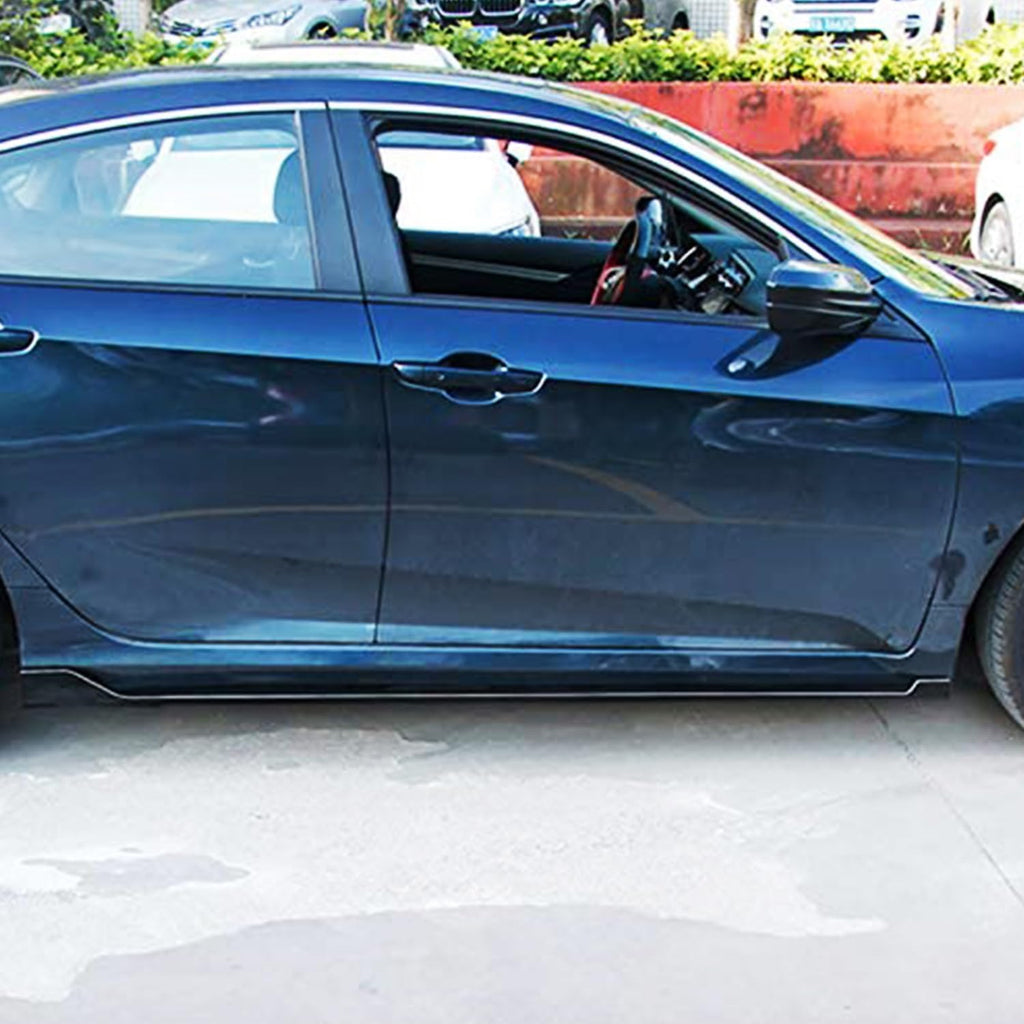 Side Skirts Compatibility with 2016-2021 Civic 10th Gen Sedan 4DR Rocker Panel Door Extension Lips - front detail view