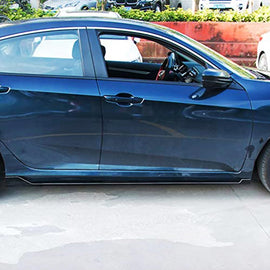 Side Skirts Compatibility with 2016-2021 Civic 10th Gen Sedan 4DR Rocker Panel Door Extension Lips - front detail view