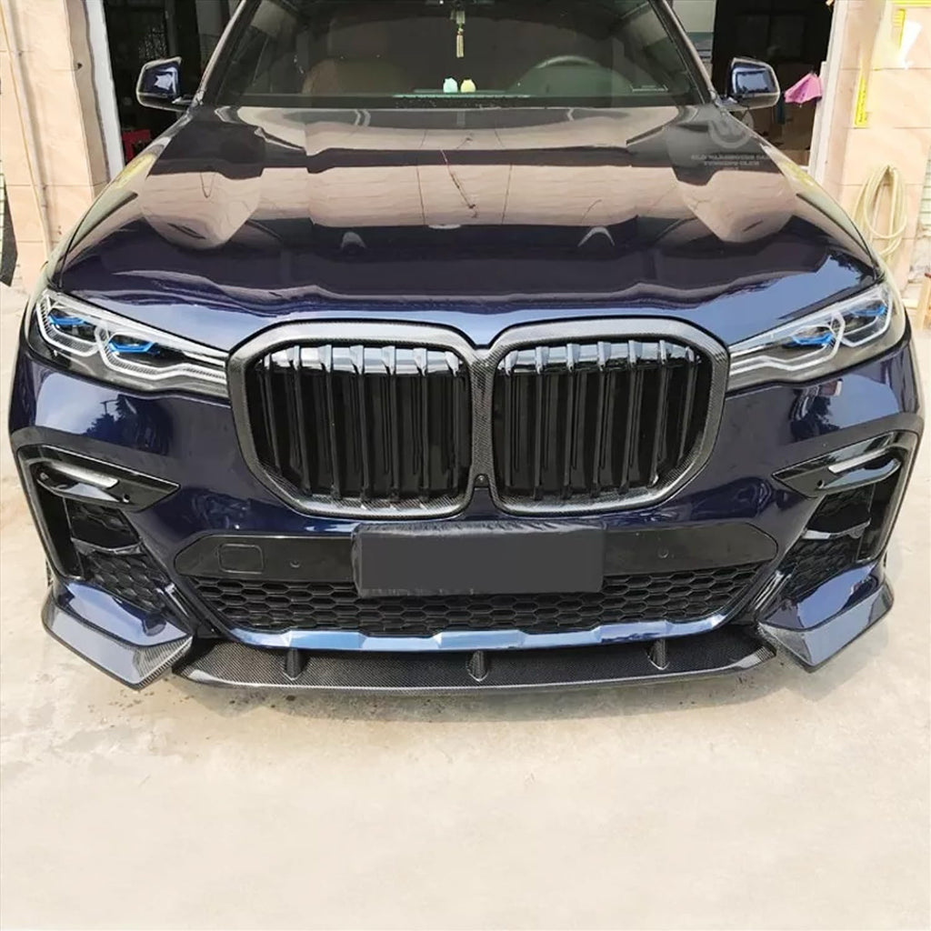 Front Lip Compatibility with 2019-2022 X7 G07 M Sport Front Lower Bumper Valance Chin Lip Splitter - front detail view