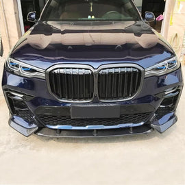 Front Lip Compatibility with 2019-2022 X7 G07 M Sport Front Lower Bumper Valance Chin Lip Splitter - front detail view