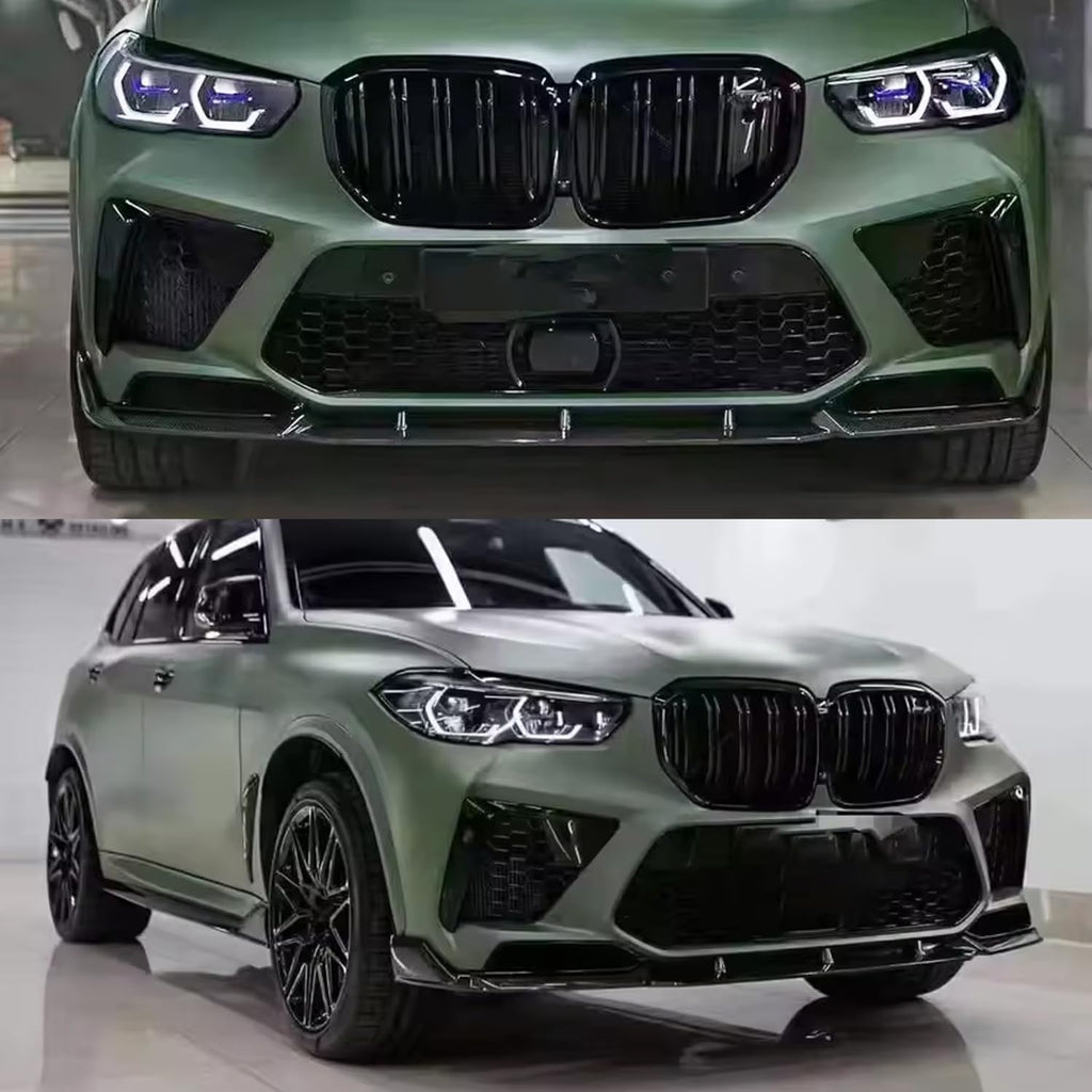 Front Lip Compatibility with 2019-2022 F95 X5M M Sport Front Bumper Lower Valance Chin Lip Splitter - front detail view