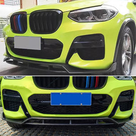 2018-2020 X3 X4 G01 G02 M Sport Front Chin Diffuser Lip Air Dam ABS Splitter Spoiler (Carbon Fiber Style) - front detail view