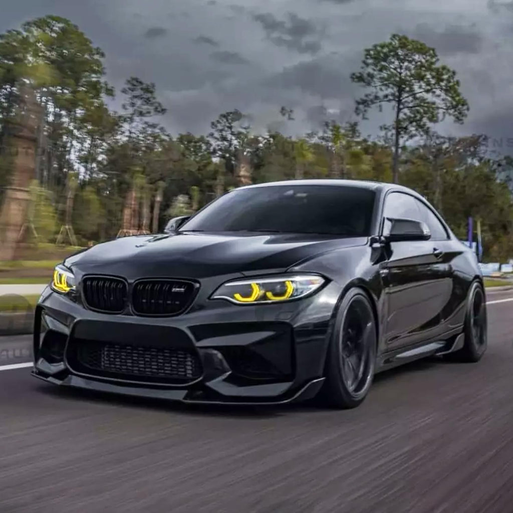 Front Bumper Lip Compatibility with 2019-2021 F87 M2 CS Style Front Chin Diffuser Lip Air Dam - front detail view