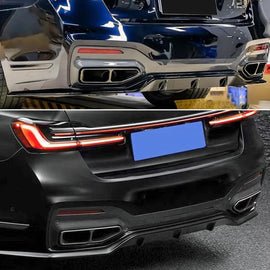 Rear Diffuser Compatibility with 2019-2022 7 Series G11 G12 M Sport Rear Bumper Chin Diffuser Kit - front detail view