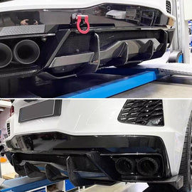 Rear Diffuser Lip Compatibility with 2020-2023 Corvette C8 Z51 Stingray Rear Lower Bumper Chin - front detail view