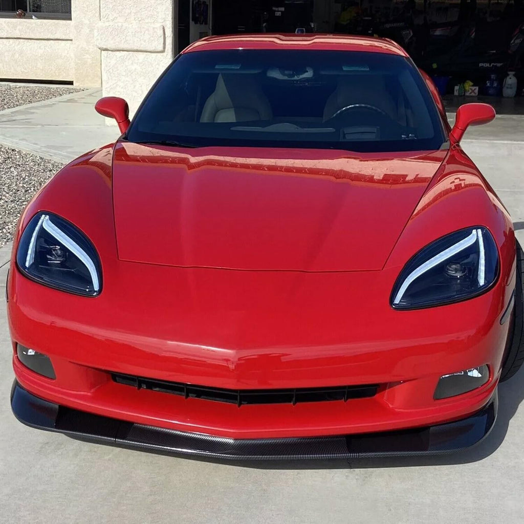 Front Lip Compatibility with 2005-2013 Corvette C6 Base Models | ZR1 Style Front Bumper Diffuser - front detail view