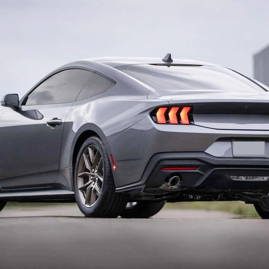Rear Bumper Side Corner Splitter Spats Compatibility with 2024 2025 Mustang Rear Side Winglets - front detail view