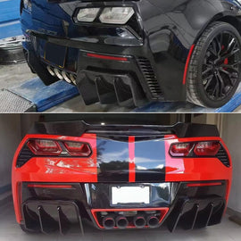 Rear Diffuser Compatibility with 2014-2019 Corvette C7 | Z06 Stage 3 Rear Bumper Chin Diffuser Kit - front detail view