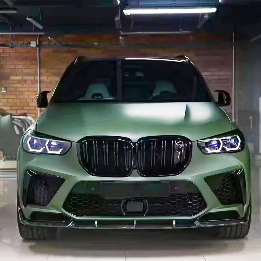 Front Lip Compatibility with 2019-2022 F95 X5M M Sport Front Bumper Lower Valance Chin Lip Splitter - front detail view