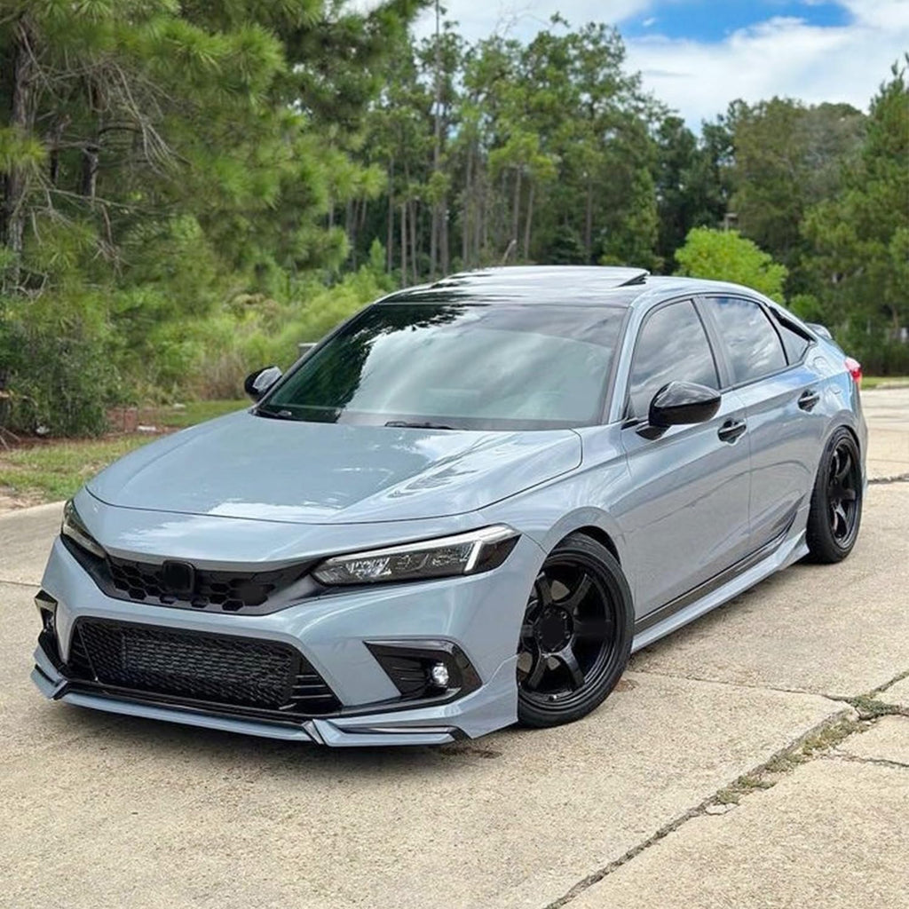 Front Lip Compatibility with 2022-2024 Civic Yofer Style Front Bumper Chin Lip Splitter Spoiler Kit - front detail view