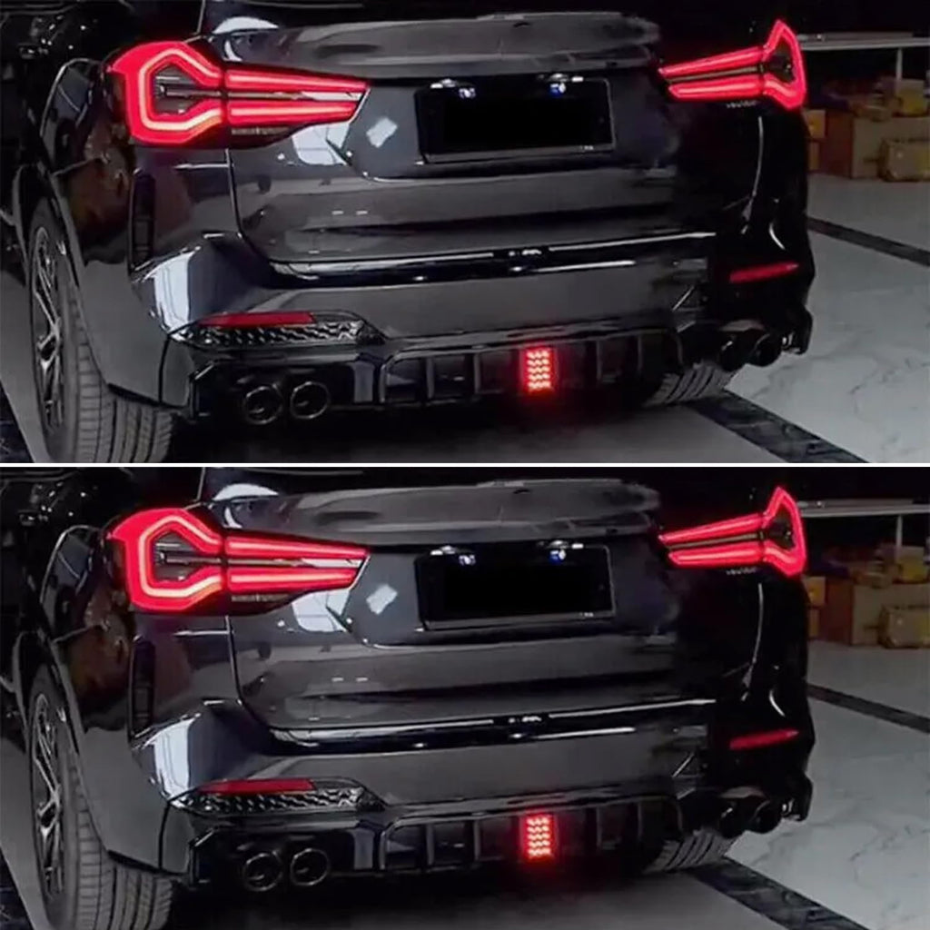 2022-2024 X3 G01 M40i M Sport LCI Style Rear Bumper Chin Lip Kit Spoiler Splitter W LED Light Gloss Black - front detail view