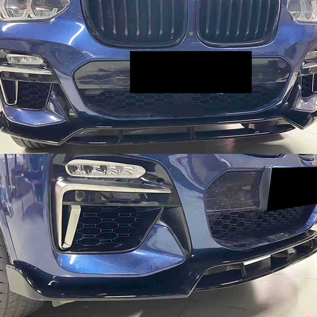 2018-2020 X3 X4 G01 G02 M Sport Front Chin Diffuser Lip Air Dam ABS Splitter Spoiler (Gloss Black) - front detail view