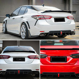 Rear Diffuser Lip Compatibility with 2018-2023 Camry SE XSE Yofer Style V2 LED Rear Bumper - front detail view