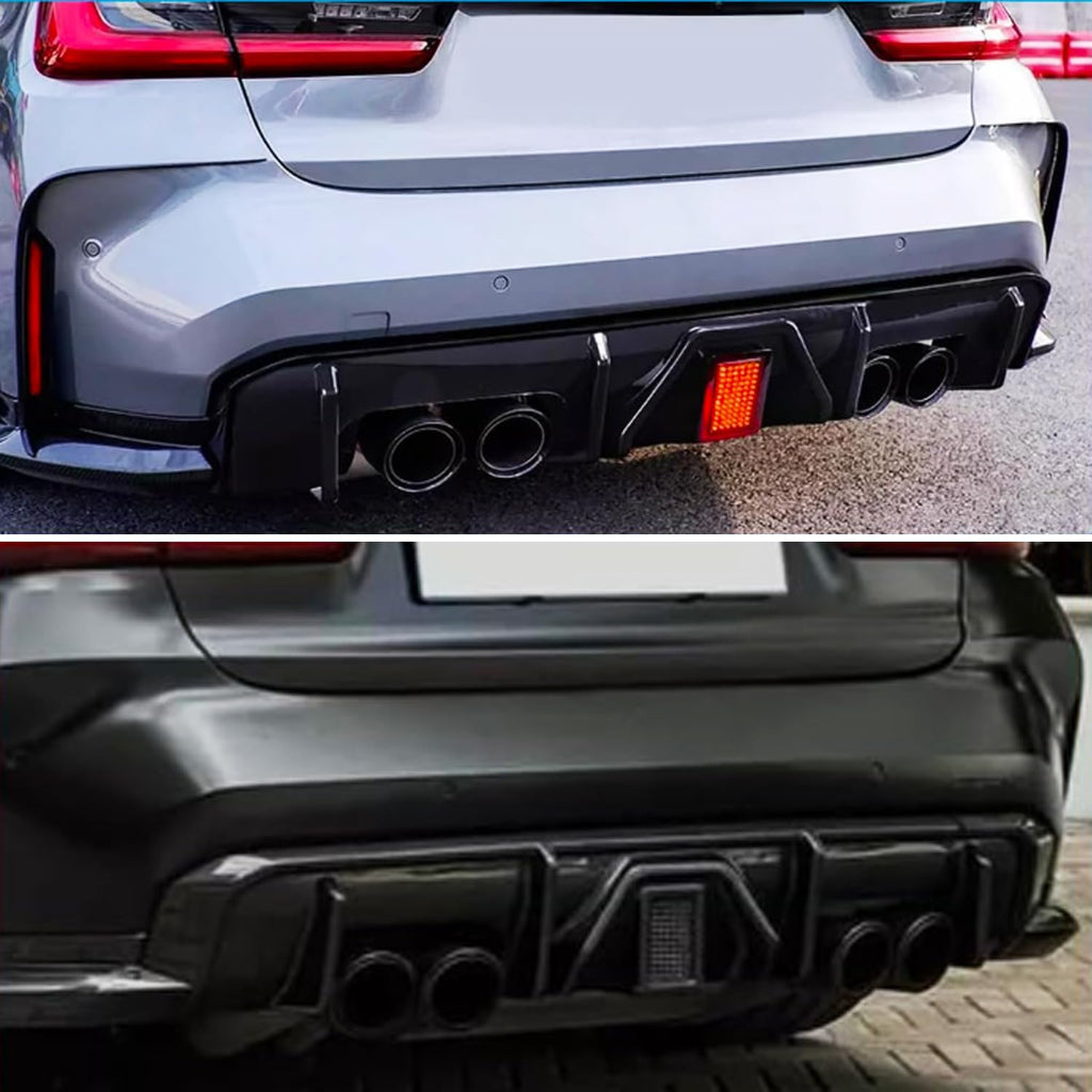 Rear Diffuser Compatibility with 2021-2024 G80 M3 G82 G83 M4 Rear Lower Bumper Diffuser Lip Kit - front detail view