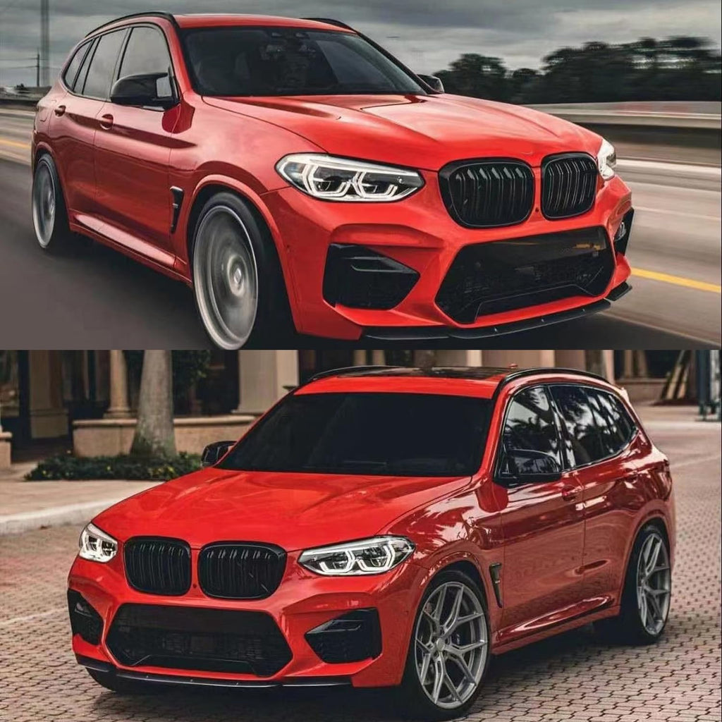 Front Bumper Lip Compatibility with 2019-2021 X3M F97 X4M F98 M Competition Sport Front Diffuser - front detail view