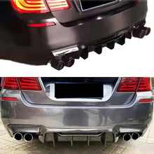 Load image into Gallery viewer, Rear Diffuser Compatibility with 2011-2016 5 Series F10 M5 M Sport Rear Bumper Chin Lip Quad - front detail view